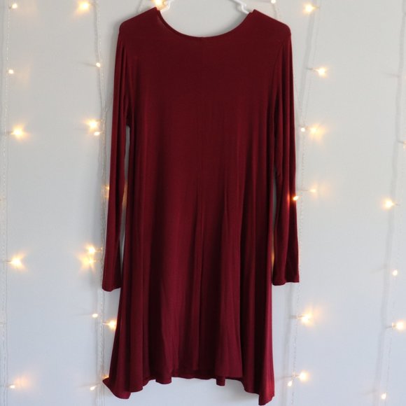 Burgundy Red A-Line Dress | 080 - Picture 4 of 4